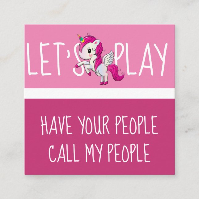 Cute Unicorn Barn Playdate Fyrkantigt Visitkort (Framsida)