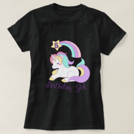 Cute Unicorn Birthday Anpassningsbar Number Typogr Tee Shirt