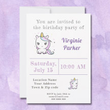 Cute Unicorn Birthday bjudande