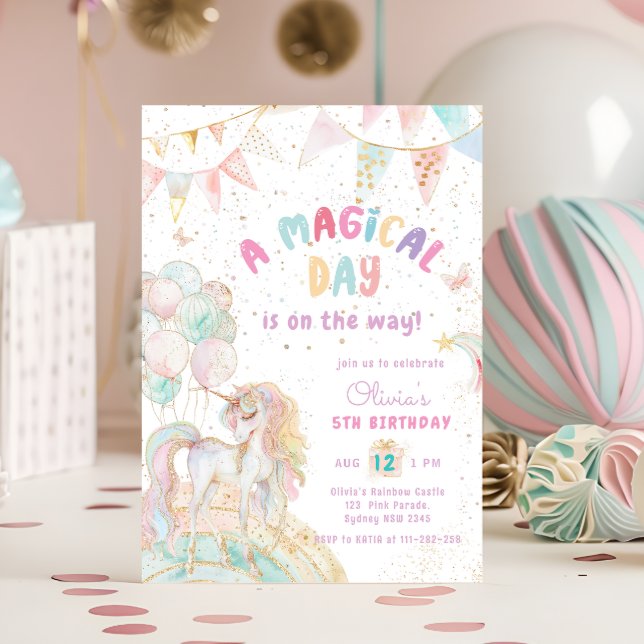 Cute Unicorn Birthday bjudande Inbjudningar (Skapare uppladdad)