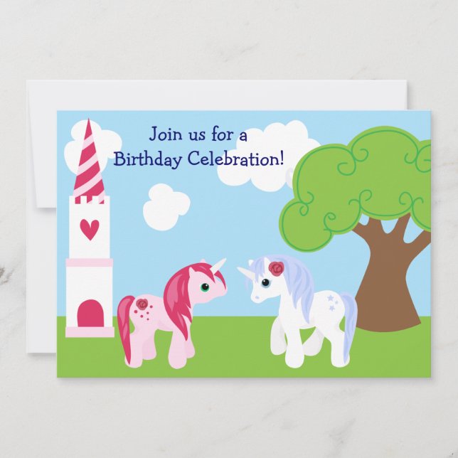 Cute Unicorn Birthday bjudande Inbjudningar (Framsida)