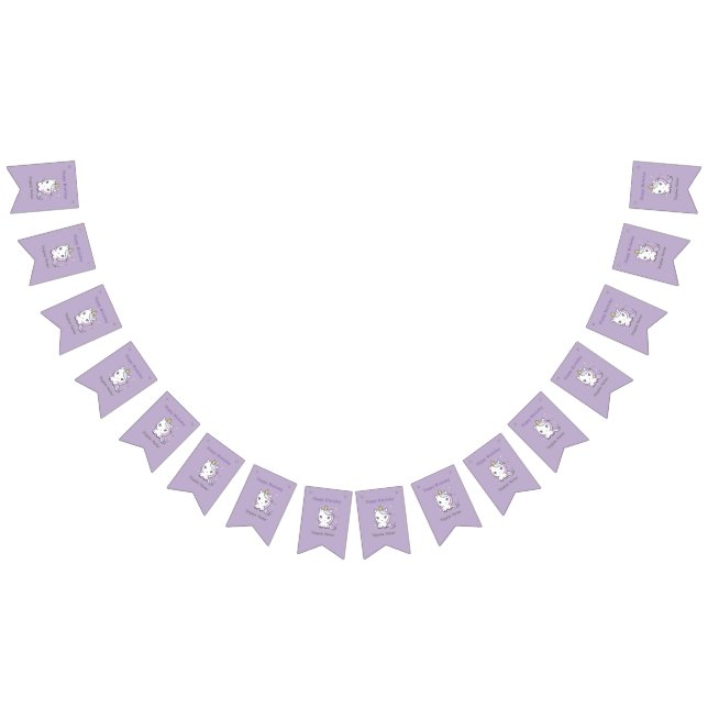 Cute Unicorn Birthday Bunting Flaggor (Alla)