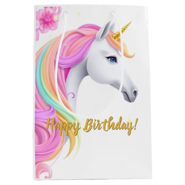 Cute Unicorn Birthday Gift Bag (Framsidan)