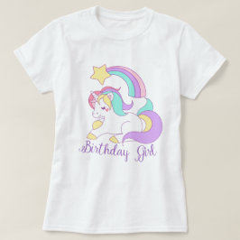 Cute Unicorn Birthday Girl Trendig Typography Art T-shirt