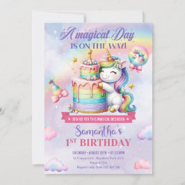 Cute Unicorn Birthday Inbjudningar