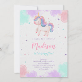 Cute Unicorn Birthday Magic Unicorn Inbjudningar