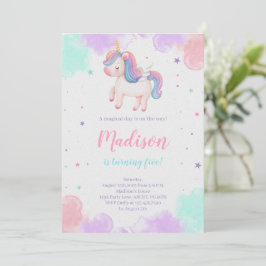 Cute Unicorn Birthday Magic Unicorn Inbjudningar