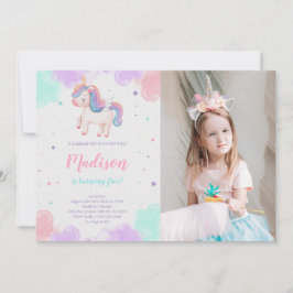 Cute Unicorn Birthday Magic Unicorn Photo Inbjudningar