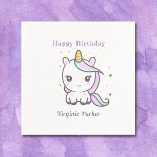 Cute Unicorn Birthday Napkins Pappersservett