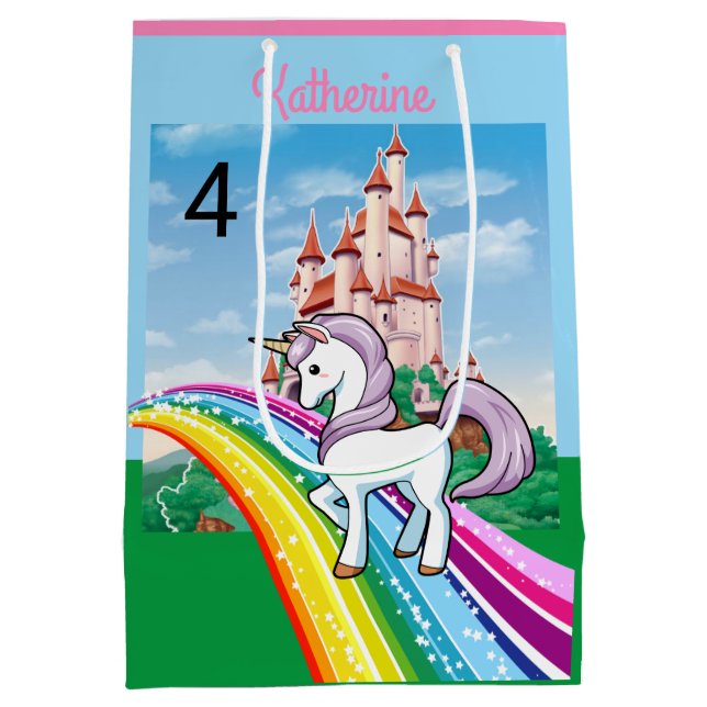 Cute UNICORN Birthday Personalize Girl's Namn Age (Baksidan)