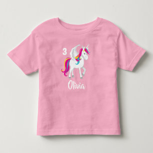 Cute Unicorn Birthday Personlig Rosa T Shirt
