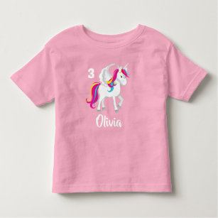 Cute Unicorn Birthday Personlig Rosa T Shirt