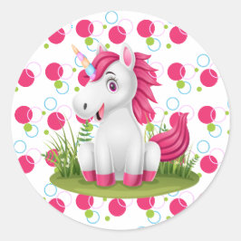 Cute Unicorn Birthday Sticker-favoriter Runt Klistermärke