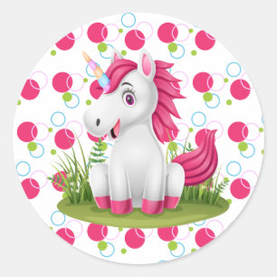 Cute Unicorn Birthday Sticker-favoriter Runt Klistermärke
