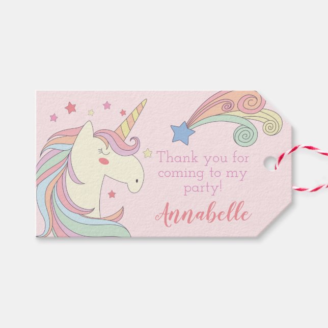 Cute Unicorn Birthday Tack Presentetikett (Framsidan (Horizontal))