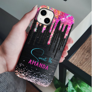Cute unicorn Black glitter-födelsedagligg