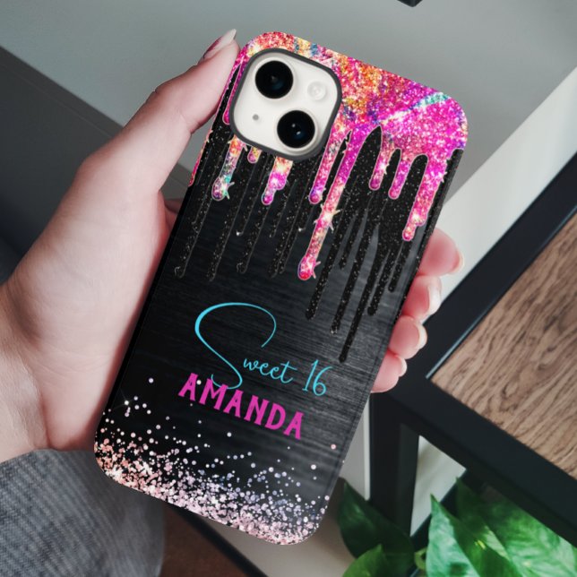 Cute unicorn Black glitter-födelsedagligg (Skapare uppladdad)