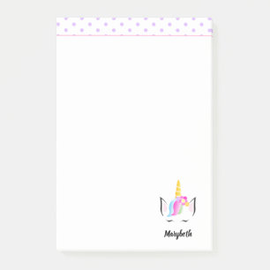 Cute Unicorn-blomman krona illustration Girl's nam Post-it Block