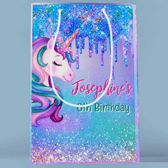 Cute Unicorn blue green drip birthday  (Skapare uppladdad)