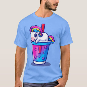 Cute Unicorn Boba Mjölk Tea Tecknad T Shirt