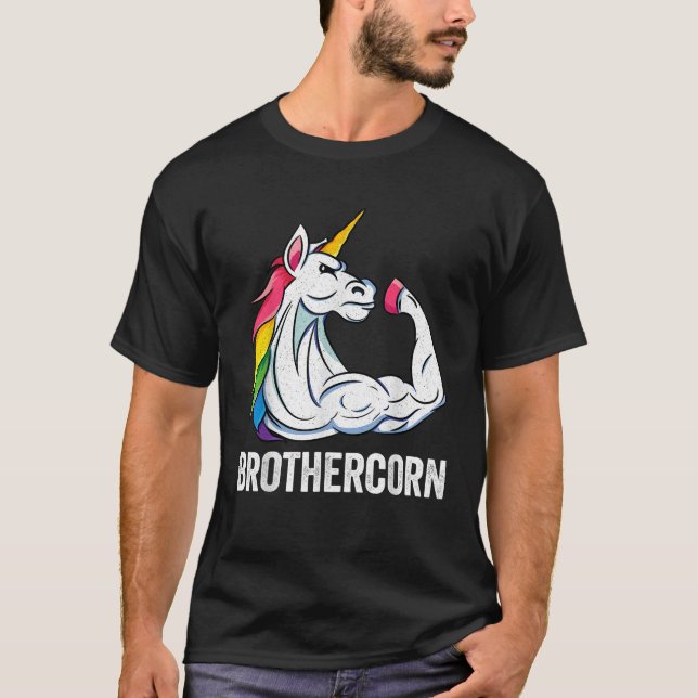Cute Unicorn Brother Girl Födelsedagsfest Apparatu T Shirt (Framsida)