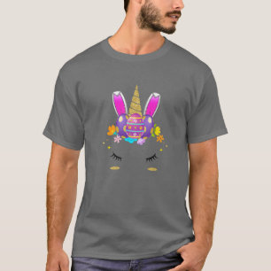Cute Unicorn Bunny Öron Egg Ansikte Easer Day Kids T Shirt