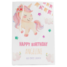 Cute Unicorn Bunting Flagga Girl Birthday