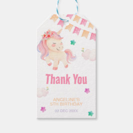 Cute Unicorn Bunting Flagga Girl Birthday Tack Presentetikett