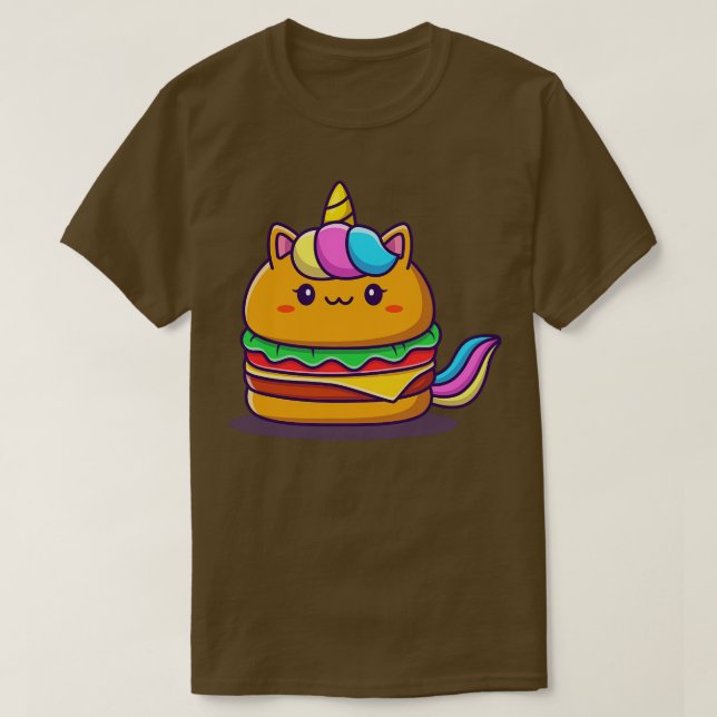 Cute Unicorn Burger T Shirt (Design framsida)