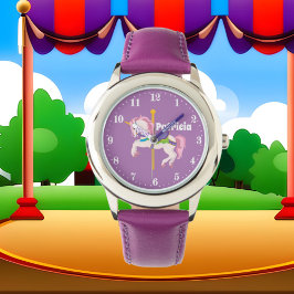 Cute unicorn carousel add namn armbandsur