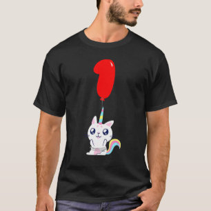 Cute Unicorn Cat 1st Birthday Kids Balloon Par T Shirt