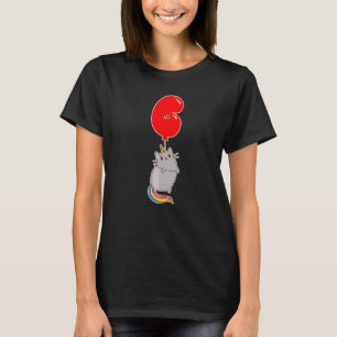 Cute Unicorn Cat 6e Birthday Kids Balloon Party T Shirt