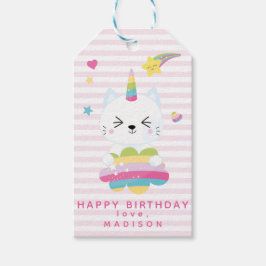 Cute Unicorn Cat - Bards Birthday Presentetikett