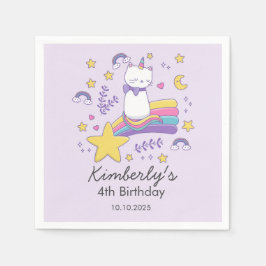 Cute Unicorn Cat Barns födelsedag Party Pappersservett