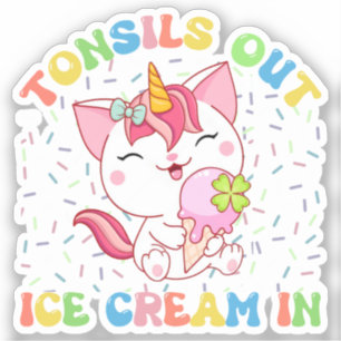 Cute Unicorn Cat Ice Cream   Funny Pun Klistermärken