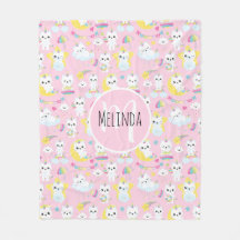 Cute Unicorn Cats Ljusare rosa Mönster