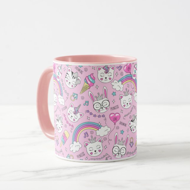 Cute Unicorn Cats Mugg (Framsida vänster)