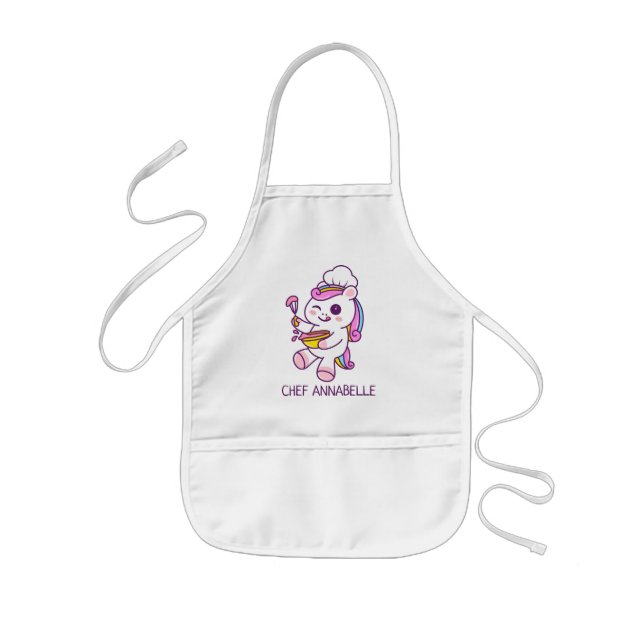 Cute Unicorn Chef personalize Kids Apron Barnförkläde (Framsidan)