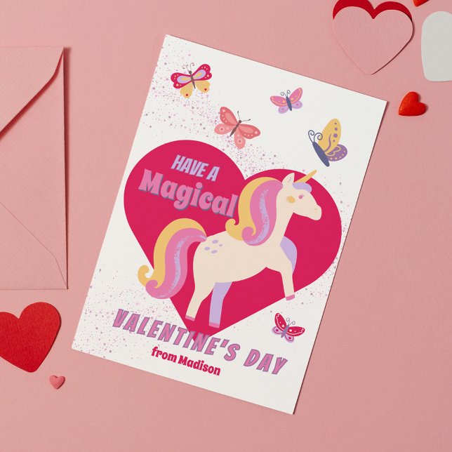 Cute Unicorn Classroom Alla hjärtans dagskort Anteckningskort (Cute Unicorn Classroom Valentine's Day Cards
)