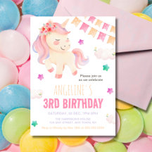 Cute Unicorn Colorful Bunting Flagga Girl Birthday