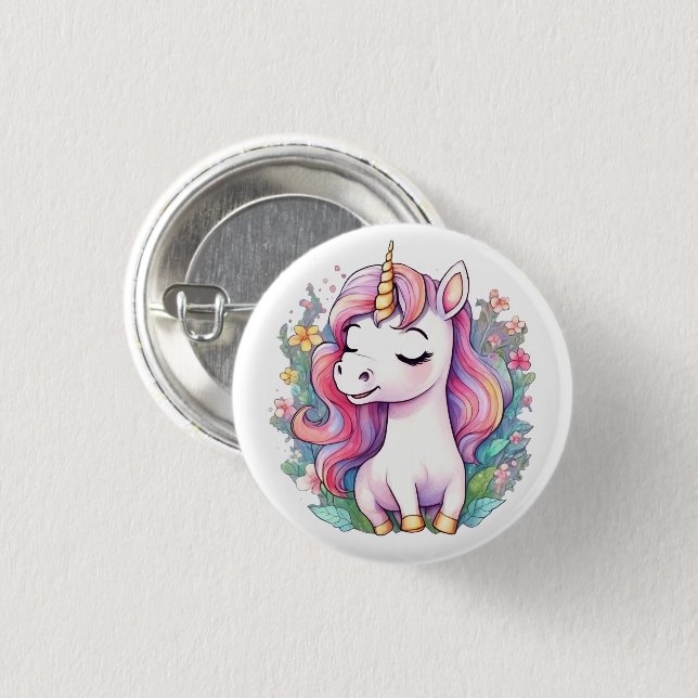 Cute Unicorn-Coolan Unicorn-positiv Knapp (Framsida & baksida)