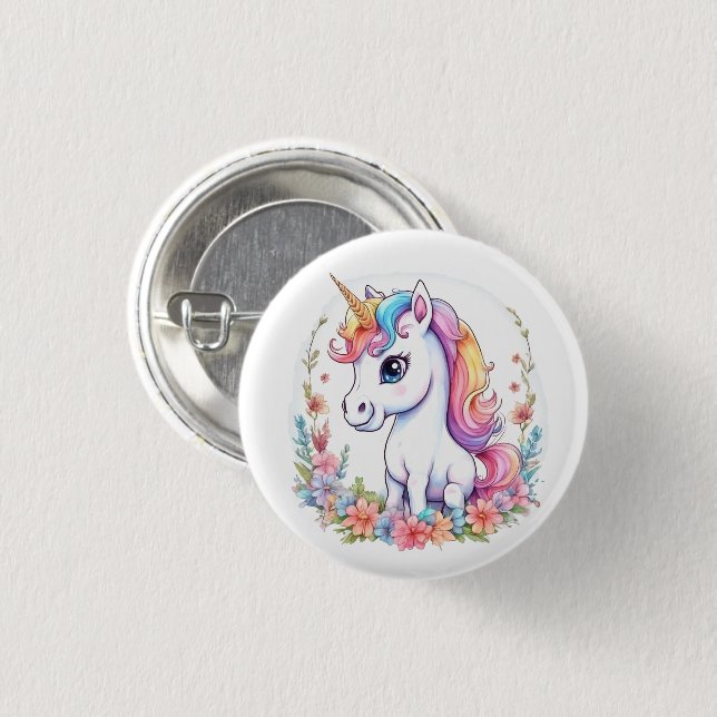 Cute Unicorn-Coolan Unicorn-positiv Knapp (Framsida & baksida)