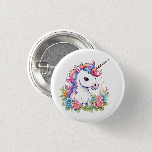 Cute Unicorn-Coolan Unicorn-positiv Knapp (Framsida & baksida)