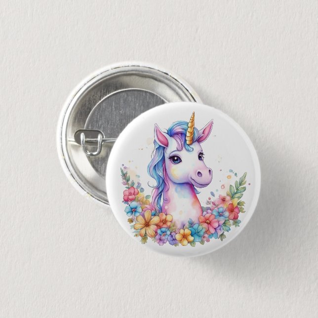 Cute Unicorn-Coolan Unicorn-positiv Knapp (Framsida & baksida)