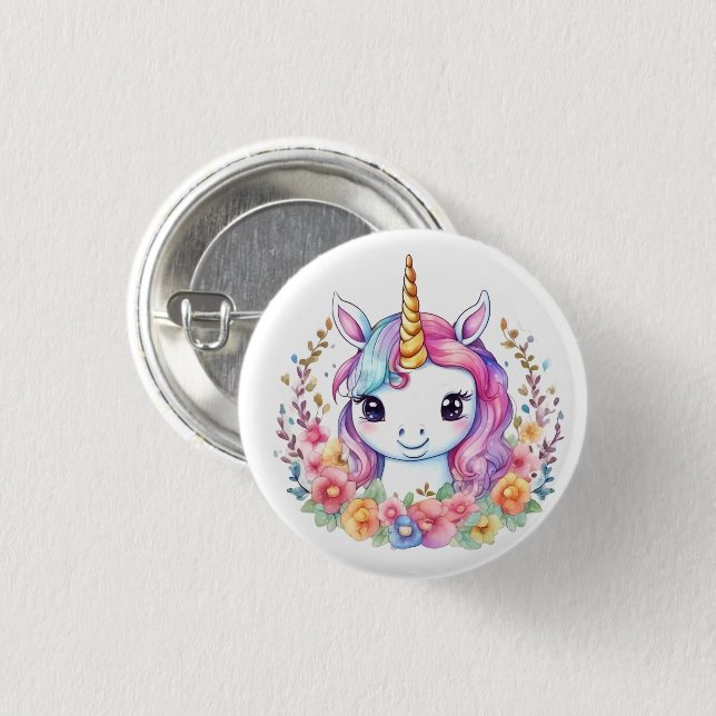 Cute Unicorn-Coolan Unicorn-positiv Knapp (Framsida & baksida)