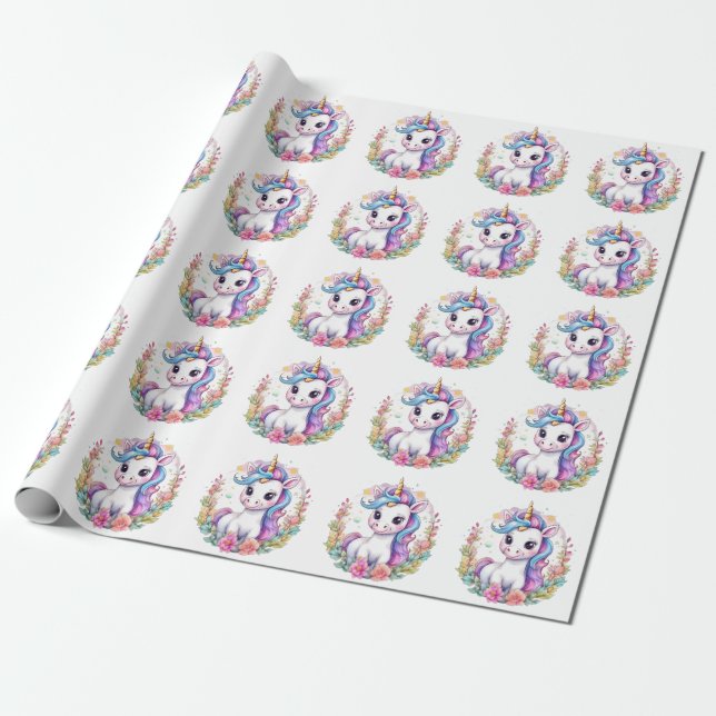 Cute Unicorn-Coolan Unicorn-positiv Presentpapper (Utrullad)