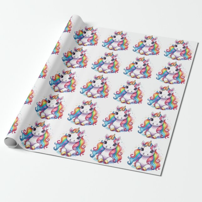 Cute Unicorn-Coolan Unicorn-positiv Presentpapper (Utrullad)