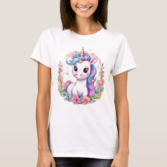 Cute Unicorn-Coolan Unicorn-positiv T Shirt (Framsida)