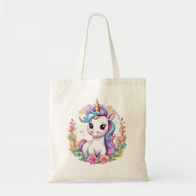Cute Unicorn-Coolan Unicorn-positiv Tygkasse (Framsidan)