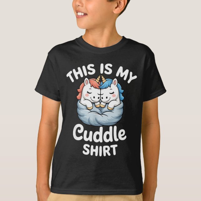 Cute Unicorn Couple Snuggle This Is My Cuddle  T Shirt (Framsida)
